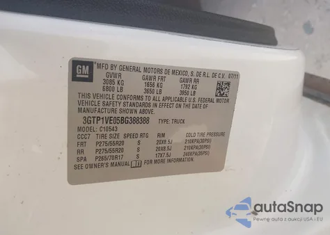 2011 GMC Sierra 1500 Sle from USA, damaged, VIN 3GTP1VE05BG388388